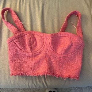 Zara Textured bustier top / pink cropped tank
